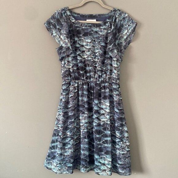 Coastal Vibes Chiffon Dress Cottagecore Ruffle Sleeve Flowy Summer Look - Picture 1 of 11
